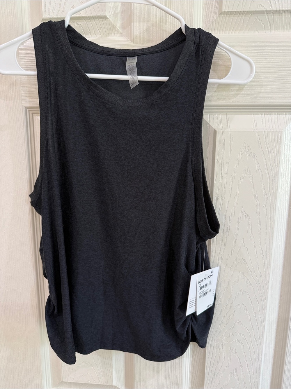 Beyond Yoga Black Scoop Neck Side-Ruched Tank NWT